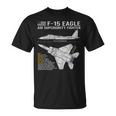F-15イーグル航空機の設計図ジェット戦闘機データ Tシャツ