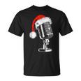 Gorro De Papá Noel Con Micrófono -Intage Karaoke Navidad Amante Camiseta unisex
