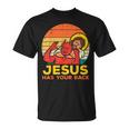 Jesus Has Your Back Jiu Jitsu レトロ クリスチャン メンズ レディース キッズ Tシャツ