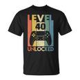 Level 40 Unlocked ideo Gamer 40Th Birthday Tシャツ