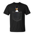 Linux Tux In A Pocket ポケットの中のlinuxタックス面白いペンギンsysadminit管理者 Tシャツ