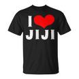 I Love Jiji 愛 ハート じーじ じいじ おじいさん 父の日 家族 家族写真 記念写真 おもしろ かわいい Tシャツ