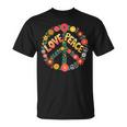 Love Peace Flower Power レトロ ヒッピー フローラル ピースマーク Tシャツ