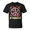 Peace 60年代風 フラワーデザイン Tシャツ