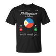 Philippines Is Calling And I Must Go フィリピン国旗シャツ Tシャツ
