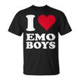 Red Heart I Love Emo Boys Tシャツ
