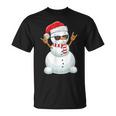 Santa Snowman Rock Hand Sign Language Xmas Rock Music Lover T-Shirt