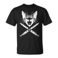 Hissing Cat With Crossedwitchblade Knives Kitten Claws Tシャツ