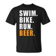 Swim Bike Run スイム バイク ラン ビール トライアスロン トライアスロン スポーツ メンズ レディース Tシャツ