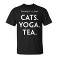 Things I Love Cats Yoga Tea Fun Cat ヨガtシャツ Tシャツ