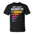 Why I Lose At Badminton 面白い言い訳 シャトルコック バーディー Tシャツ