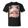 かわいいカラフルなフラミンゴヤシの木 Tシャツ