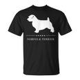 ノーフォークテリア犬の白いシルエット Tシャツ
