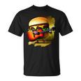 ハンバーガー 演奏 ギター ギタリスト ファニー ファーストフード ハンバーガー Tシャツ