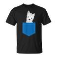 ポケットに犬のウェスティ犬テリアフロントポケット胸 Tシャツ
