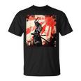 侍 日本のレトロアート 武士道 ヴィンテージ戦士 Tシャツ