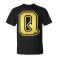 大文字 Q プリントされた明るいスタイルのデザイン。 Tシャツ