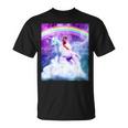 宇宙パグ 雲の上のレインボーユニコーン Tシャツ
