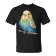 枝に腰掛けたチャーミングなセキセイインコ Tシャツ