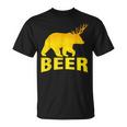 狩猟 ビール スピリット 動物 ティー ベア 鹿 ティー ビール クマ 鹿 Tシャツ