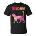 猫のなでかた解説 おもしろ 猫好き アイデア ギフト サプライズ にゃんこ 半袖 ペット プリント Tシャツ