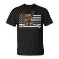 細いブルーライン K9 ジャーマンシェパード 犬 警察官 Tシャツ