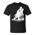 遠吠えするオオカミ 星空 オオカミモチーフ 男女兼用 Tシャツ