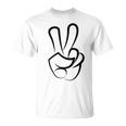 2本指 ピースサイン キュート ビクトリー ハンド ジェスチャー ピースシンボル Tシャツ