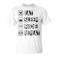 Eatleep Ride Repeat オートバイ バイク モーターサイクリスト 格言 Tシャツ