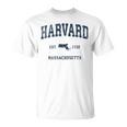 Harvard マサチューセッツ州 ヴィンテージ スポーツ デザイン ネイビー プリント Tシャツ