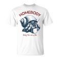 Homebody 居心地の良い生活 面白いヤドカリとコーヒー Tシャツ