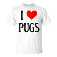 I Love Pugs I Heart Pugs Dog Lover Pet Puppy Dog Pug Tシャツ