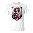 Rojo Reina De Corazones Corona Rebelde Gafas Deol Poker Card Es Camiseta unisex