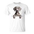 Weimaraner 面白い 覗き見ポケット 子犬 犬好き Tシャツ
