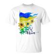 ウクライナ国旗 ひまわりの愛 ウクライナの強い服 Tシャツ