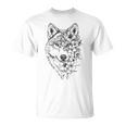 ウルフ フローラル ヴィンテージ 花 オオカミの顔 オオカミの恋人 Tシャツ