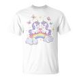 キッズ ユニコーンバタフライは、女の子向けの心と虹のアートを備えています Tシャツ