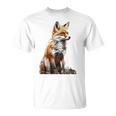 キツネ アニマル柄 モチーフ 抽象 イラスト 描画 狐 Tシャツ
