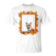キツネ アニマル柄 モチーフ 紅葉 イラスト 自然 狐 Tシャツ