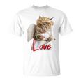 キューピッドコスチュームを着た面白い猫、聖バレンタインの猫の自撮り。 Tシャツ