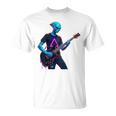 バックプリント ギタリスト エイリアン グラフィック ギター エイリアン ギタリスト Tシャツ
