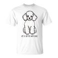 トイ プードル シルエット ラインアート 犬がいると人生はもっと楽しい デザイン Tシャツ