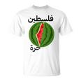 パレスチナ地図スイカアラビア書道 Tシャツ