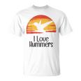 レトロ ヴィンテージ サンセット 2024 I Love Hummers コリブリ ハチドリ Tシャツ