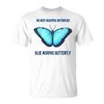 最も美しい蝶青いモルフォバタフライ Tシャツ