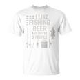 私はビール釣りが好きで、背中には3人で面白い釣りが好きです。 Tシャツ