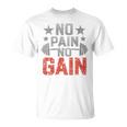 裏面にプリント No Pain No Gainign No Pain No Gain Meme Tシャツ