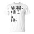 週末コーヒーパグ犬 Tシャツ