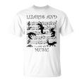 音楽とトカゲ ヤモリ ミュージシャン 爬虫類 Tシャツ