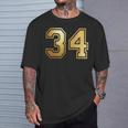 34 ナンバー34 チーム スポーツ グラフィック 代表チームのマッチング 長袖tシャツ Tシャツ 彼への贈り物